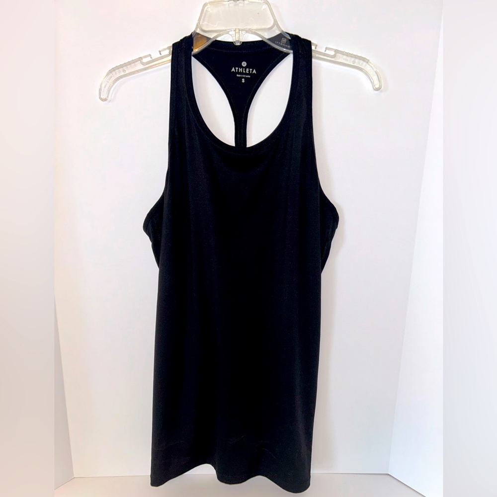 Athleta Women's Black Racerback Longer length Tank Top size SMALL‎